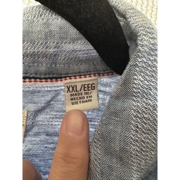 Weatherproof Vintage Linen Blend Shirt Men XXL Blue Short Sleeve Button Up - Picture 3 of 4